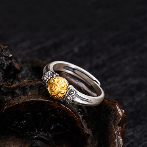 925 Silver Plated Gold Bodhisattva Tara Protection Ring 925 Silver Plated Gold Bodhisattva Tara Protection Ring