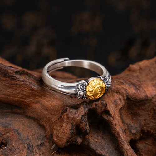 925 Silver Plated Gold Bodhisattva Tara Protection Ring 925 Silver Plated Gold Bodhisattva Tara Protection Ring