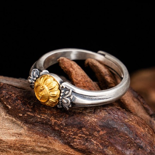 925 Silver Plated Gold Bodhisattva Tara Protection Ring 925 Silver Plated Gold Bodhisattva Tara Protection Ring