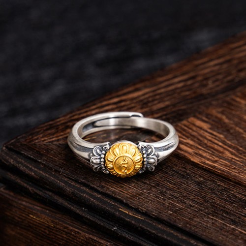 925 Silver Plated Gold Bodhisattva Tara Protection Ring 925 Silver Plated Gold Bodhisattva Tara Protection Ring