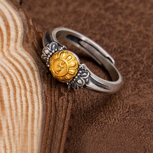 925 Silver Plated Gold Bodhisattva Tara Protection Ring 925 Silver Plated Gold Bodhisattva Tara Protection Ring