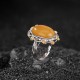 990 Sterling Silver Gold Plated Amber Ring 990 Sterling Silver Gold Plated Amber Ring
