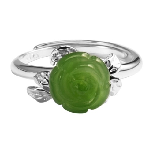 925 Silver Jade Green Rose Luck Ring 925 Silver Jade Green Rose Luck Ring