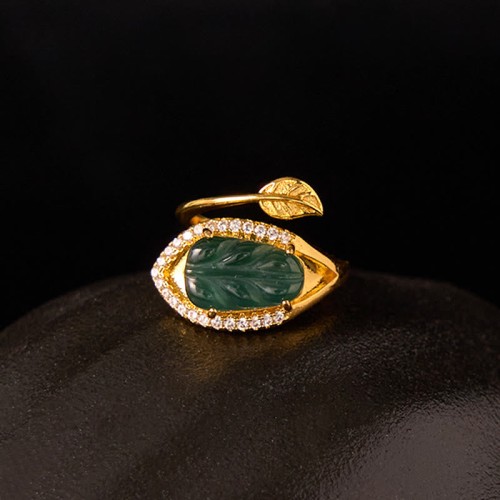 Copper Plated Gold Jade Leaf Prosperity Ring Copper Plated Gold Jade Leaf Prosperity Ring