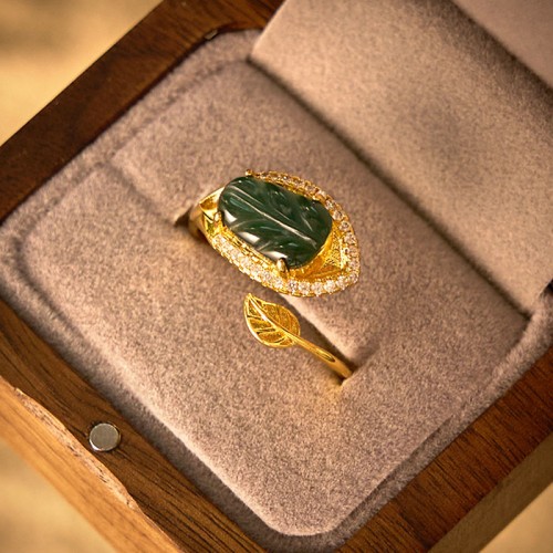 Copper Plated Gold Jade Leaf Prosperity Ring Copper Plated Gold Jade Leaf Prosperity Ring