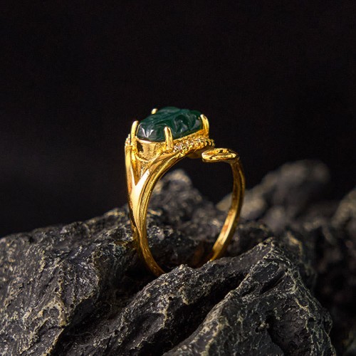 Copper Plated Gold Jade Leaf Prosperity Ring Copper Plated Gold Jade Leaf Prosperity Ring