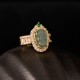 Copper Plated Gold Jade Leaf Diamond Luck Ring