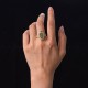 Copper Plated Gold Jade Leaf Diamond Luck Ring