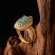 Copper Plated Gold Jade Leaf Diamond Luck Ring