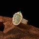 Copper Plated Gold Jade Leaf Diamond Luck Ring