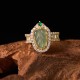 Copper Plated Gold Jade Leaf Diamond Luck Ring