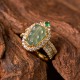 Copper Plated Gold Jade Leaf Diamond Luck Ring