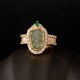 Copper Plated Gold Jade Leaf Diamond Luck Ring