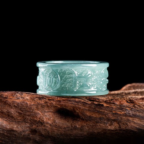 Natural Jade Om Mani Padme Hum Prosperity Ring Natural Jade Om Mani Padme Hum Prosperity Ring