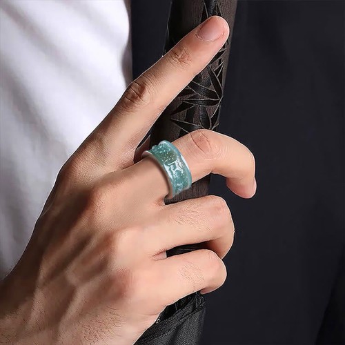 Natural Jade Om Mani Padme Hum Prosperity Ring Natural Jade Om Mani Padme Hum Prosperity Ring