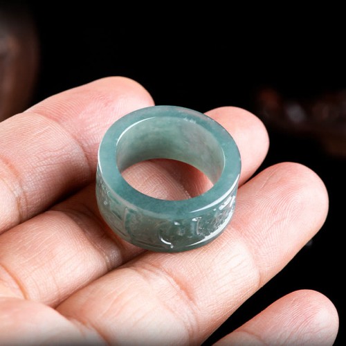 Natural Jade Om Mani Padme Hum Prosperity Ring Natural Jade Om Mani Padme Hum Prosperity Ring