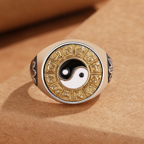 Yin Yang Zodiac Copper Wealth Ring