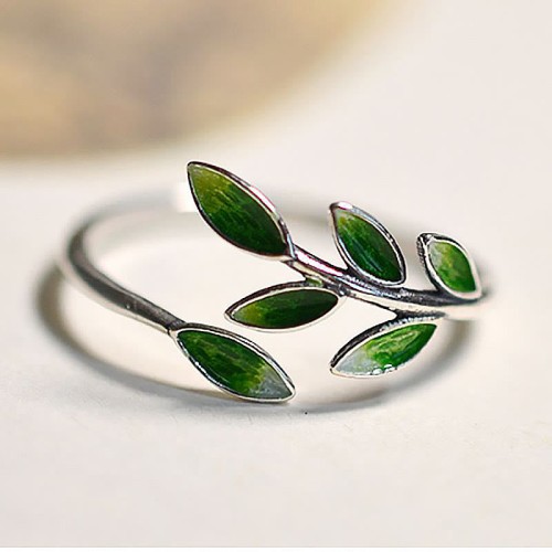 Buddha Stone Leaves Copper Wealth Ring Buddha Stone Leaves Copper Wealth Ring
