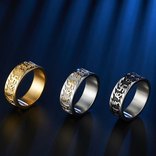Six True Words Om Mani Padme Hum Peace Ring