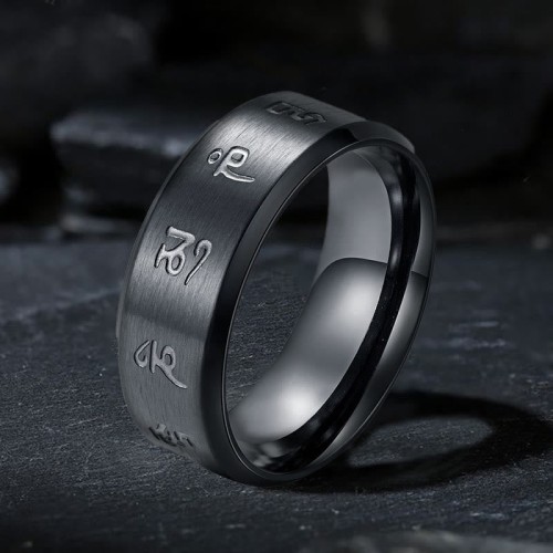 Black Jambhala Titanium Steel Balance Ring Black Jambhala Titanium Steel Balance Ring