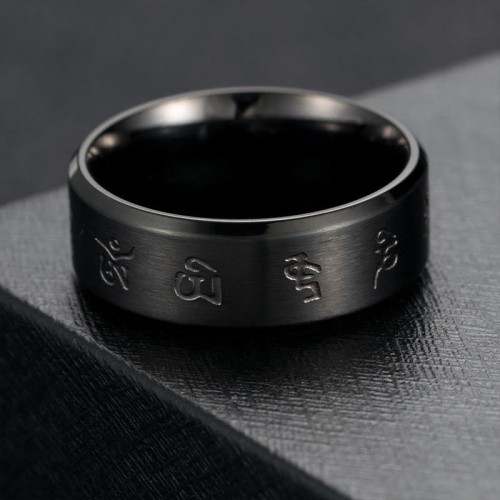 Black Jambhala Titanium Steel Balance Ring Black Jambhala Titanium Steel Balance Ring