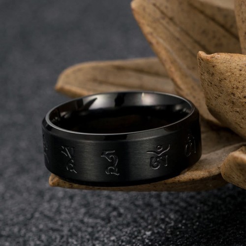 Black Jambhala Titanium Steel Balance Ring Black Jambhala Titanium Steel Balance Ring