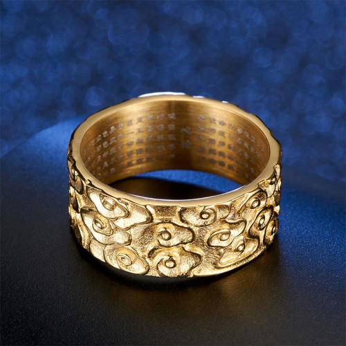 Auspicious Clouds Heart Sutra Pattern Calm Ring