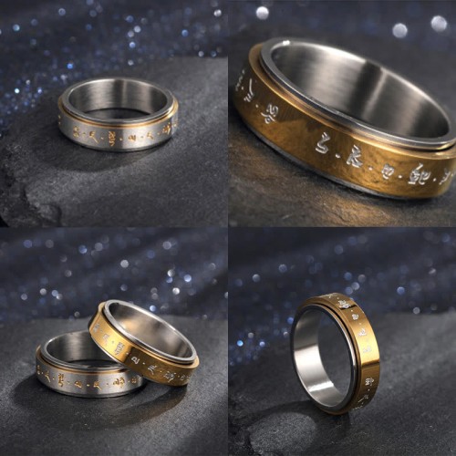 Tibetan Mantra Balance Rotatable Ring