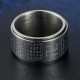 Heart Sutra Swastika Titanium Steel Rotatable Luck Ring Heart Sutra Swastika Titanium Steel Rotatable Luck Ring