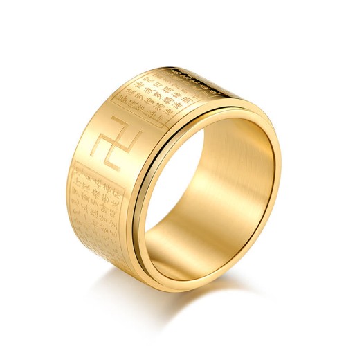 Heart Sutra Swastika Titanium Steel Rotatable Luck Ring Heart Sutra Swastika Titanium Steel Rotatable Luck Ring