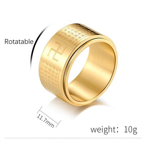 Heart Sutra Swastika Titanium Steel Rotatable Luck Ring Heart Sutra Swastika Titanium Steel Rotatable Luck Ring