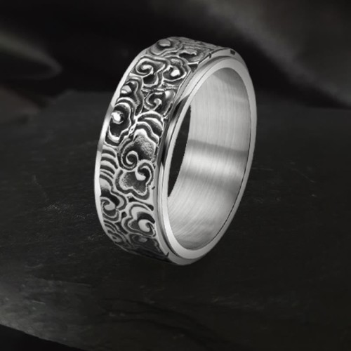 Auspicious Clouds Titanium Balance Ring