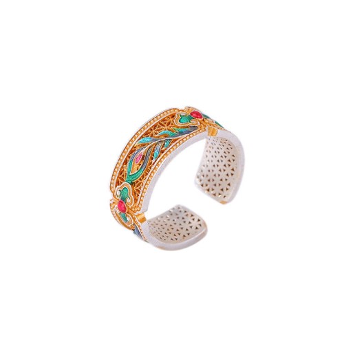 999 Silver Enamel Feather Calm Ring 999 Silver Enamel Feather Calm Ring