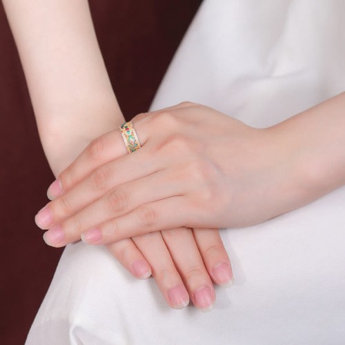 999 Silver Enamel Feather Calm Ring 999 Silver Enamel Feather Calm Ring