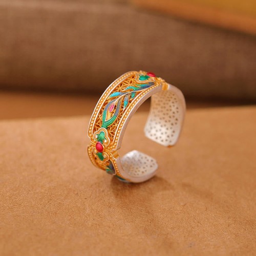 999 Silver Enamel Feather Calm Ring 999 Silver Enamel Feather Calm Ring