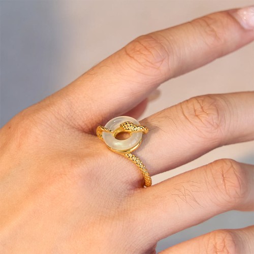 Chalcedony Peace Buckle 925 Sterling Silver Snake Ring Chalcedony Peace Buckle 925 Sterling Silver Snake Ring