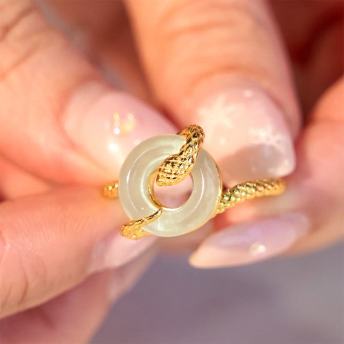 Chalcedony Peace Buckle 925 Sterling Silver Snake Ring Chalcedony Peace Buckle 925 Sterling Silver Snake Ring