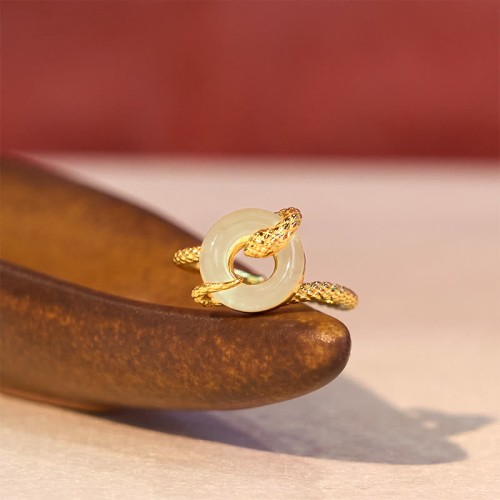 Chalcedony Peace Buckle 925 Sterling Silver Snake Ring Chalcedony Peace Buckle 925 Sterling Silver Snake Ring