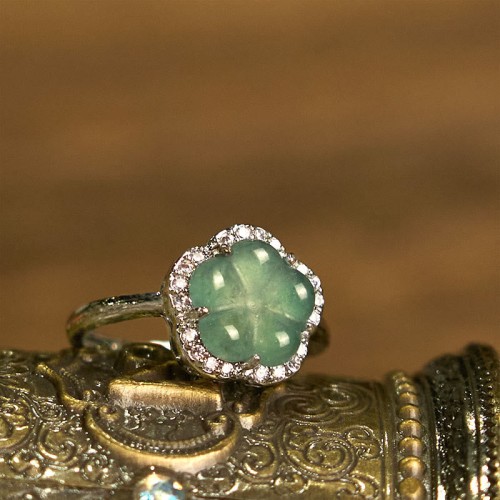 Jade Alloy Flower Ring Jade Alloy Flower Ring