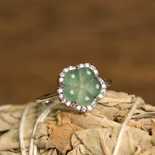 Jade Alloy Flower Ring Jade Alloy Flower Ring