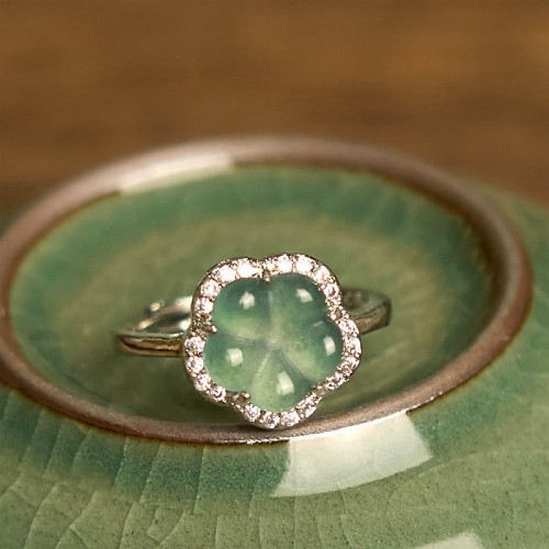 Jade Alloy Flower Ring Jade Alloy Flower Ring