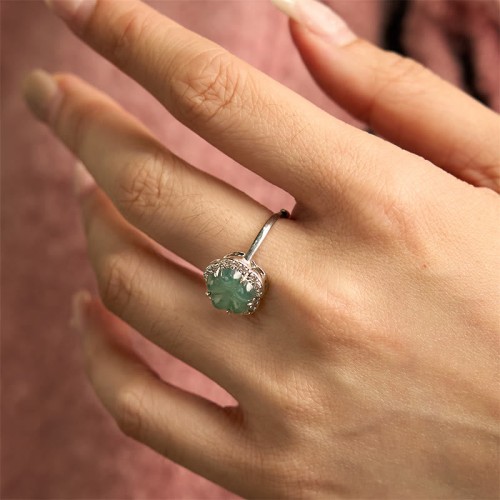 Jade Alloy Flower Ring Jade Alloy Flower Ring