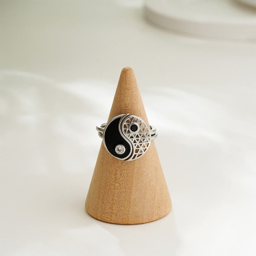 Yin Yang Titanium Steel Cuff Couple Ring Yin Yang Titanium Steel Cuff Couple Ring