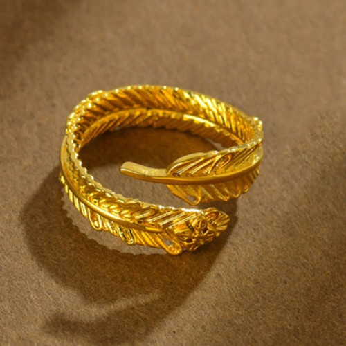 River Gold Plated Copper Feather Wealth Ring
