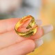 River Gold Plated Copper Feather Wealth Ring
