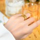 River Gold Plated Copper Feather Wealth Ring