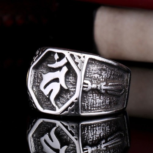 Tibetan Titanium Steel Sanskrit Balance Ring