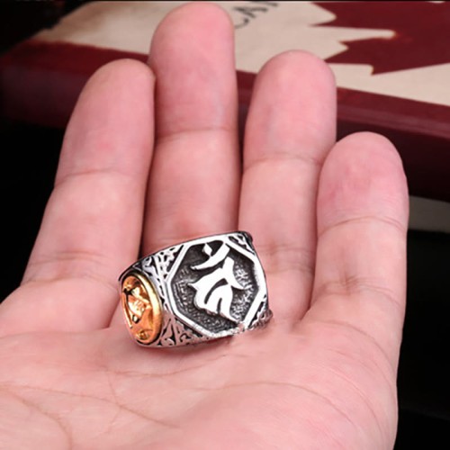 Tibetan Titanium Steel Sanskrit Balance Ring