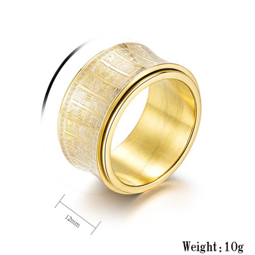 Tibetan Seal Script Golden Light Mantra Titanium Steel Ring