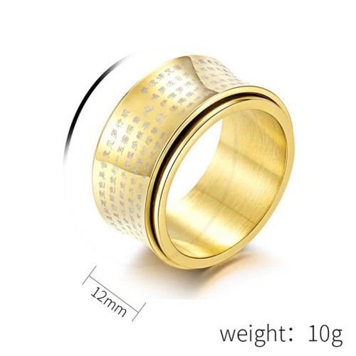 Tibetan Miniature Heart Sutra Titanium Steel Spinner Ring